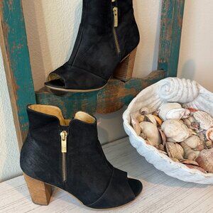 Paul Green - Open Toe Black Suede Ankle Boots - 8